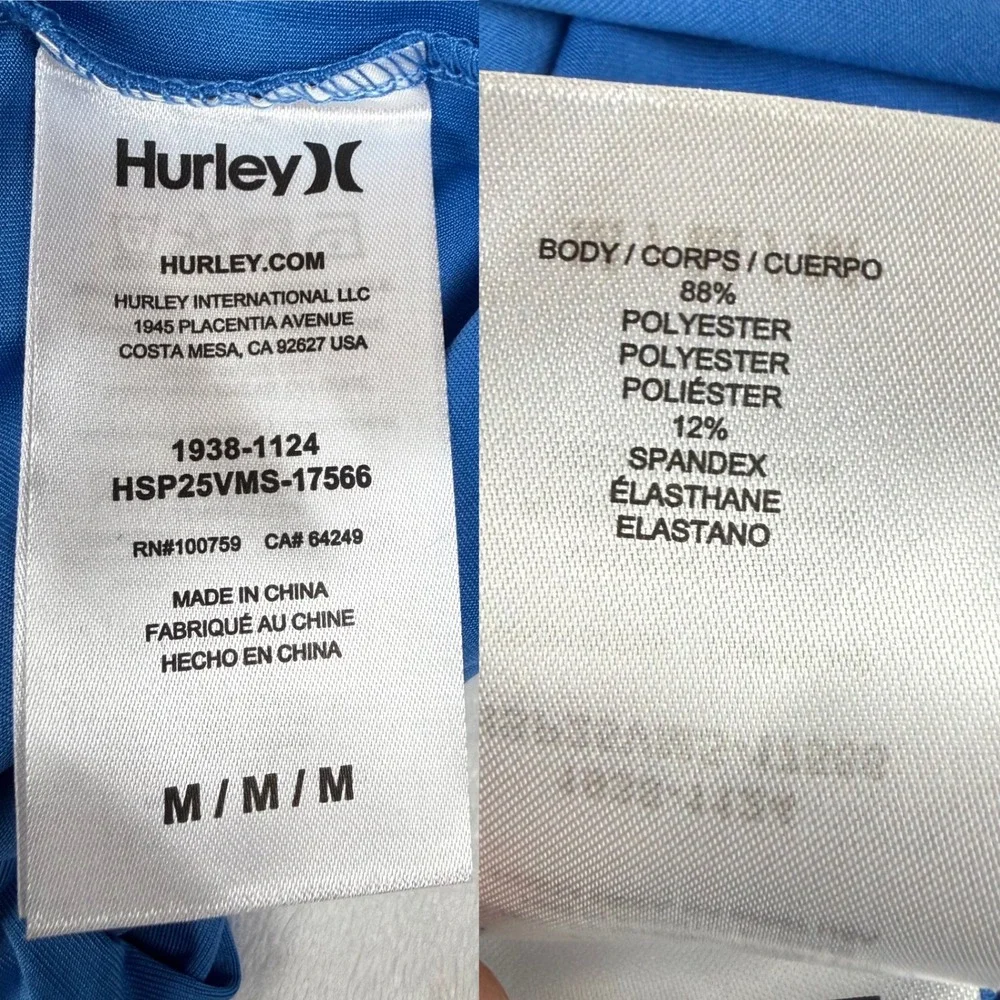 Hurley Mens Floral‎ LS Sunshirt Seaview Blue UPF 50+ Rash Guard Medium New